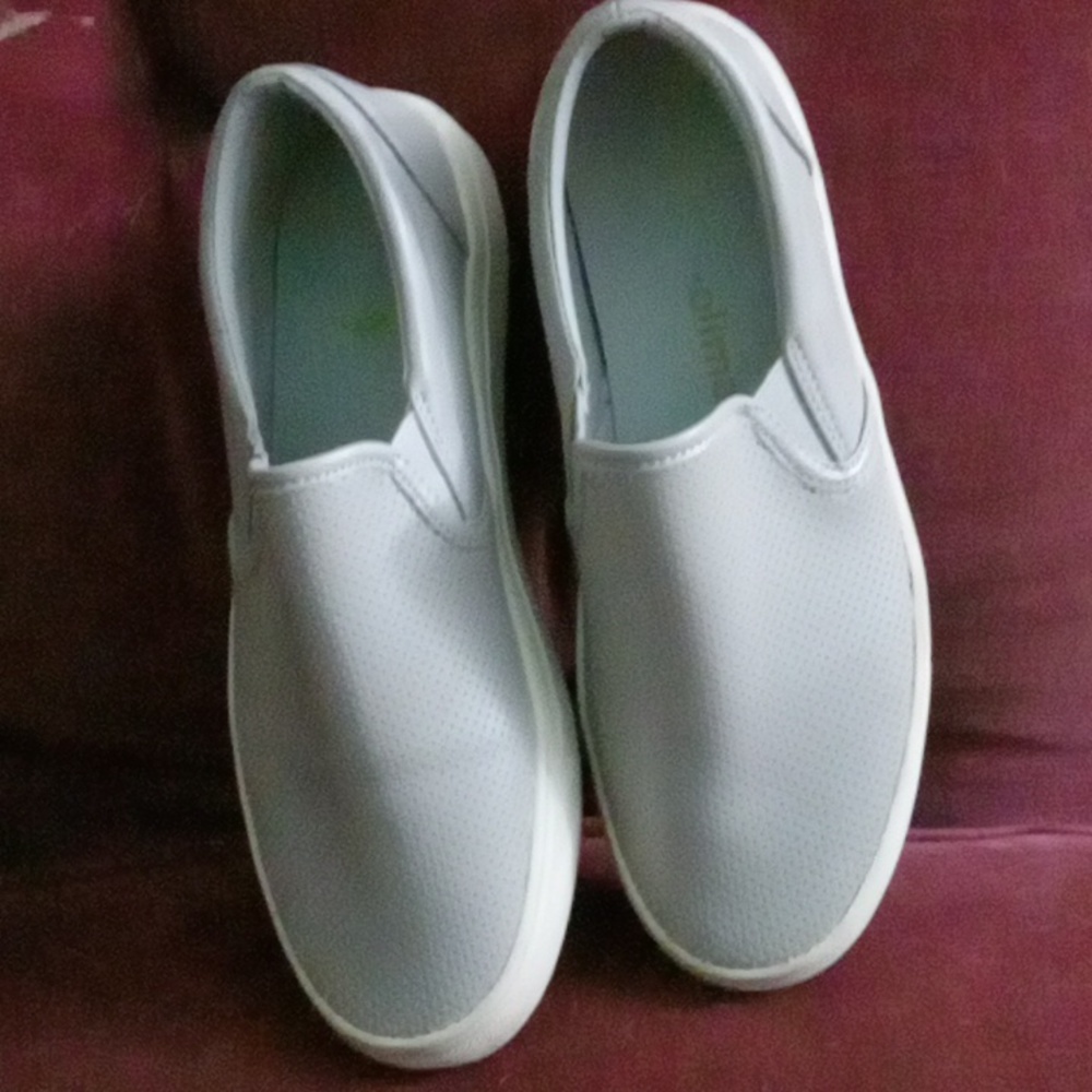 Grey slip ons